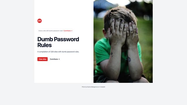 Screenshot of Dumb Password Rules