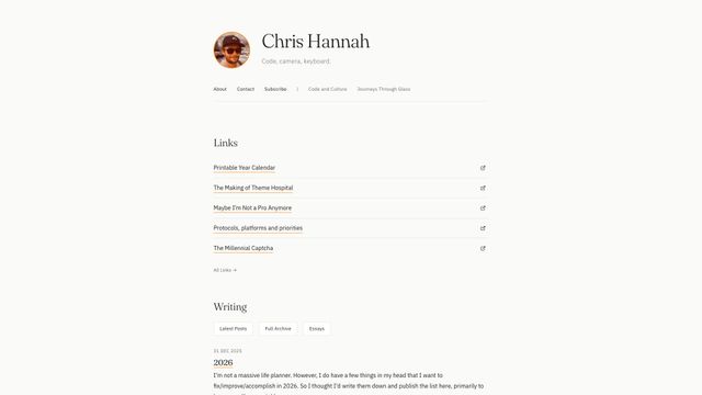 Screenshot of Chris Hannah