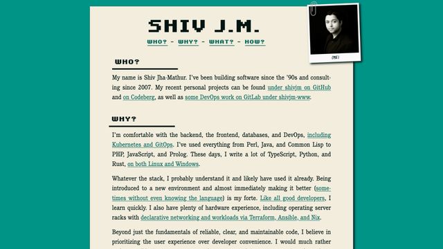 Screenshot of Hire Shiv Jha-Mathur (full-stack software developer)