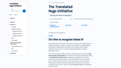 Screenshot of The Translated Hugo Initiative