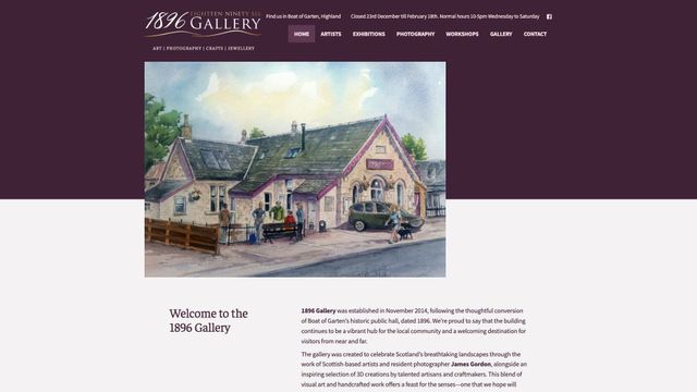 Screenshot of 1896 Gallery – Local art gallery in Boat of Garten, Highland of Scotland