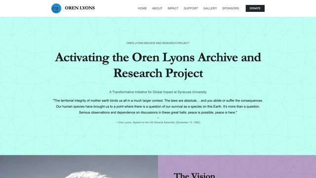 Screenshot of Oren Lyons Archive