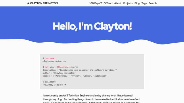 Screenshot of Hello, I'm Clayton!