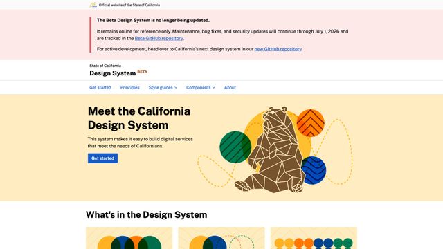 Screenshot of California Design System
