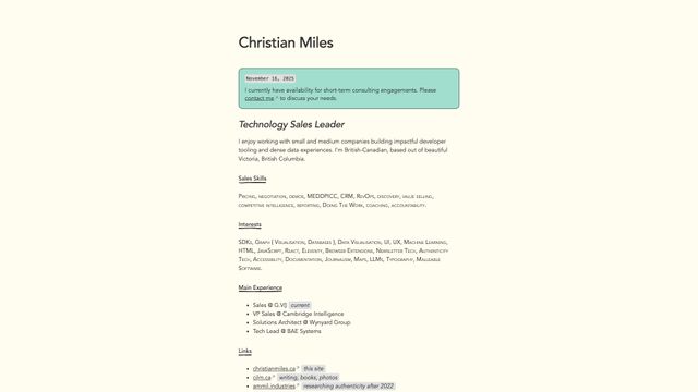 Screenshot of Christian Miles