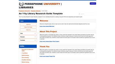 Screenshot of An 11ty Library Research Guide Template