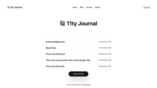 Screenshot of 📓 11ty Journal