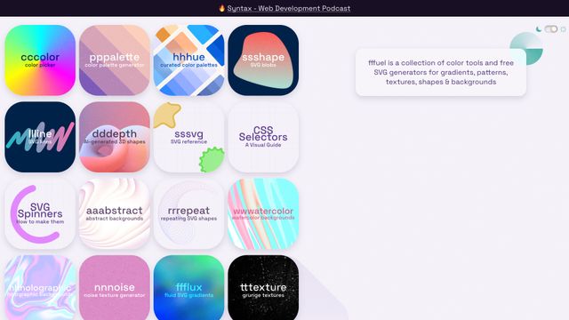 Screenshot of Free SVG generators, color tools & web design tools