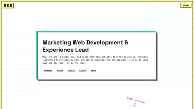 Screenshot of Ara Abcarians - Developer & Designer