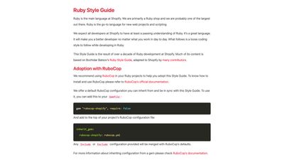 Screenshot of Shopify's Ruby Style Guide