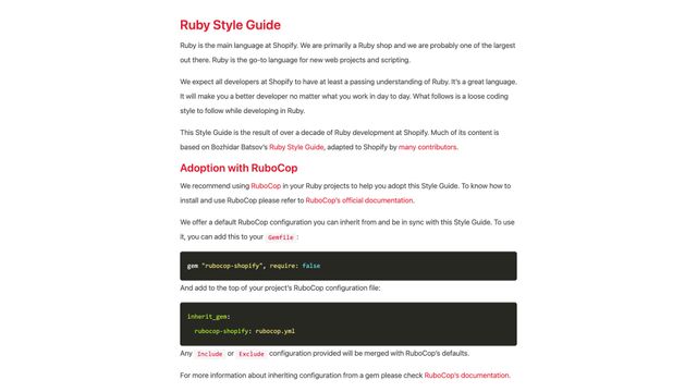 Screenshot of Ruby Style Guide