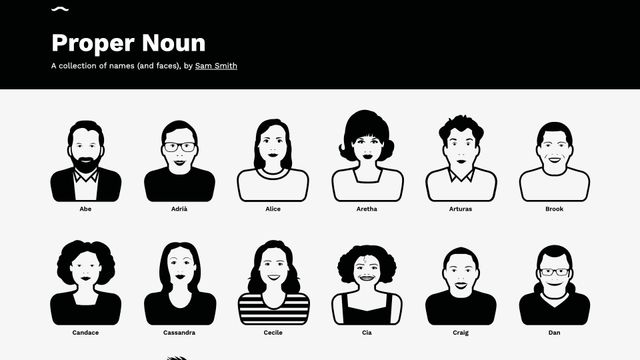 Screenshot of Proper Noun - A project by Sam Smith