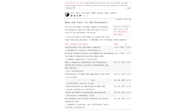 Screenshot of News and Tools for Web Developers · Frontend Dogma