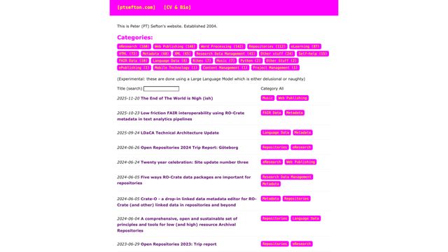 Screenshot of ptsefton.com ::