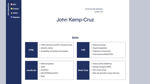 Screenshot of Home — John Kemp-Cruz