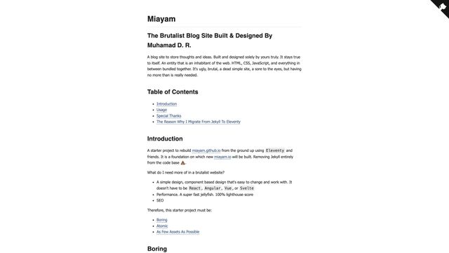 Screenshot of Miayam Starter Project