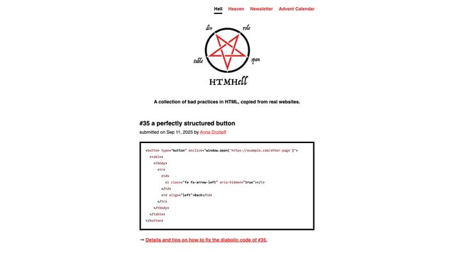 Screenshot of Markup from hell - HTMHell