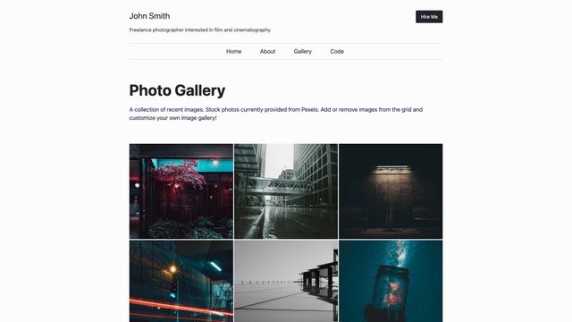 Screenshot of Eleventy Photo Gallery Template