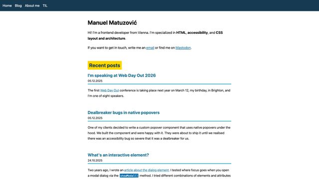 Screenshot of Home - Manuel Matuzovic
