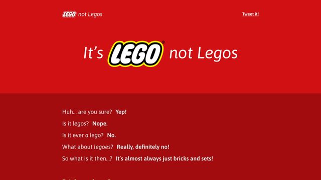 Screenshot of LEGO not Legos | A Rob Sterlini PSA
