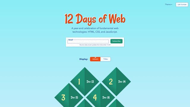 Screenshot of 12 Days of Web