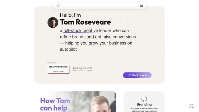 Screenshot of Tom Roseveare: Full-Stack Creative Leader in Japan