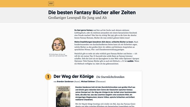 Screenshot of Fantasybuchtipps | Die besten Fantasy Bücher aller Zeiten