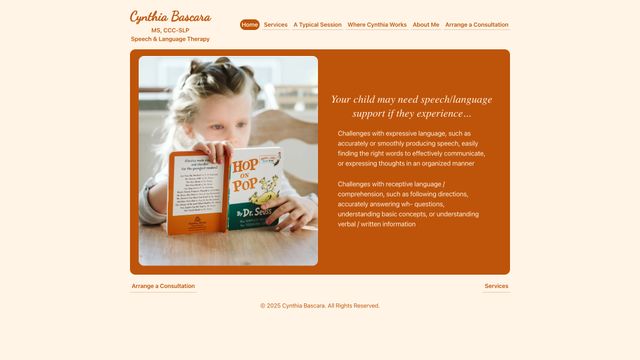 Screenshot of Home | Cynthia Bascara Speech & Language Therapy