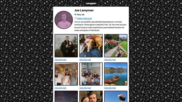 Screenshot of Joe Lamyman's Photos - Lamygram