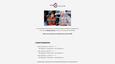 Screenshot of web chronicle