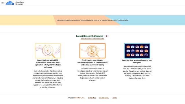 Screenshot of Cloudflare Research