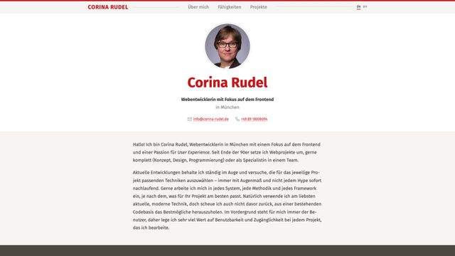Screenshot of Corina Rudel - Web-Developer
