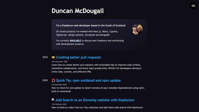 Screenshot of Duncan McDougall | Freelance Web Developer | Annan, UK