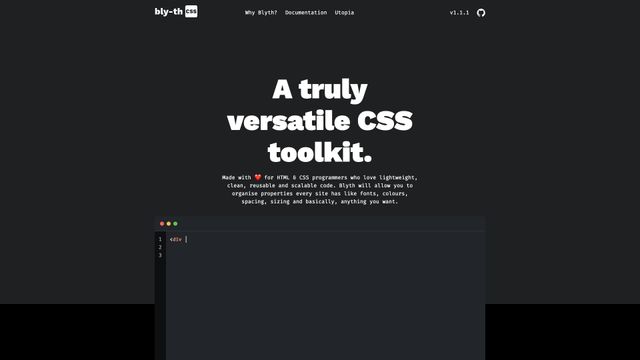 Screenshot of A CSS Toolkit | Blyth CSS