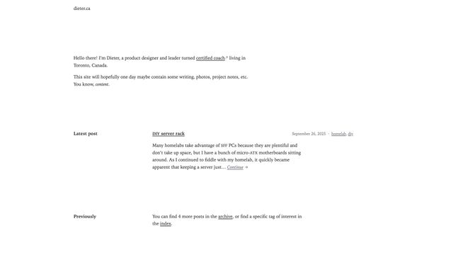 Screenshot of dieter.ca
