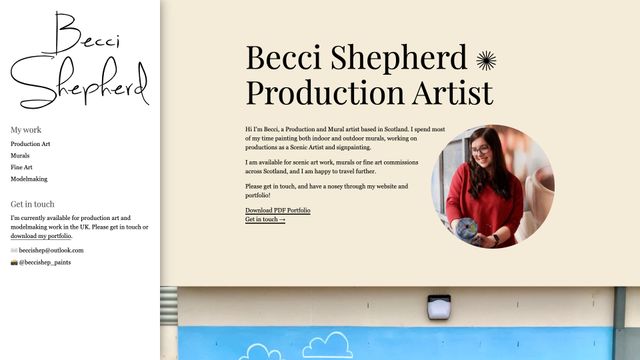 Screenshot of Becci Shepherd — Production Artist