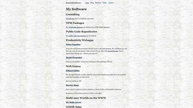Screenshot of My Software — Hominid Software