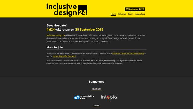 Screenshot of Inclusive Design 24 (#id24) 25 September 2025