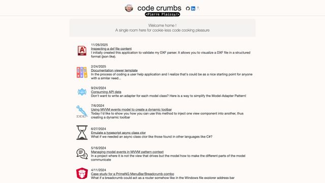 Screenshot of Code crumbs