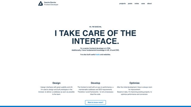 Screenshot of Sascha Diercks • Senior Frontend Developer • Sascha Diercks