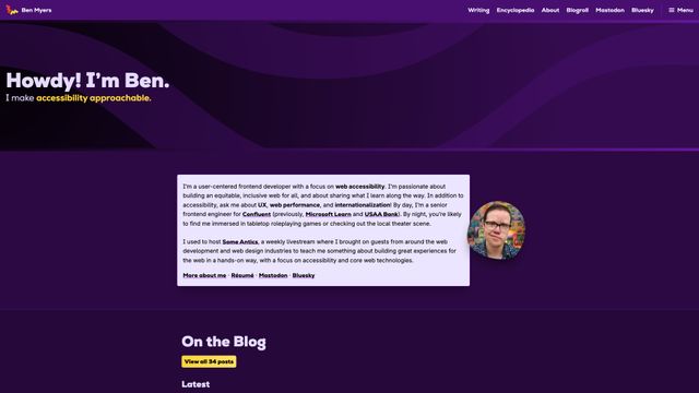 Screenshot of Ben Myers