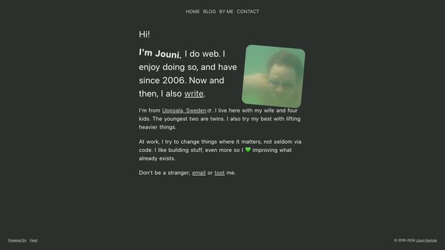 Screenshot of Jouni Kantola. Web developer.