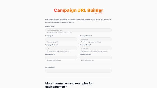 Screenshot of Campaign URL Builder | FreshJuice