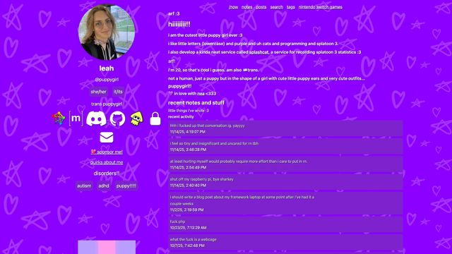 Screenshot of leah's website