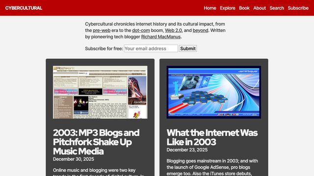 Screenshot of Cybercultural: Internet History and Its Impact on Our Culture