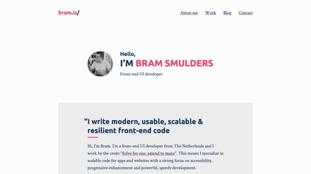 Screenshot of Home - Bram Smulders, Front-end UI developer