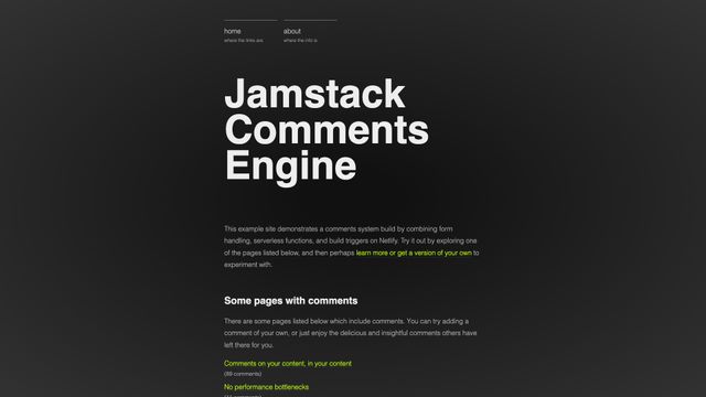 Screenshot of Jamstack Comments Engine