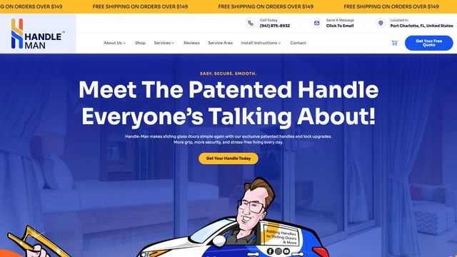 Screenshot of Patented Sliding Door Handles & Lock Upgrades | Handle-Man