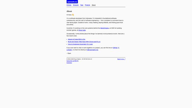 Screenshot of Ryan Martin | About