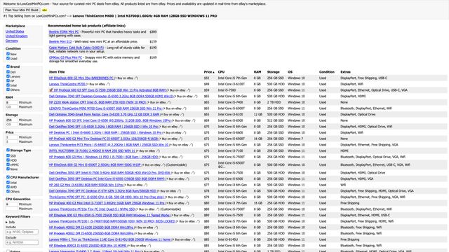 Screenshot of Low Cost Mini PCs